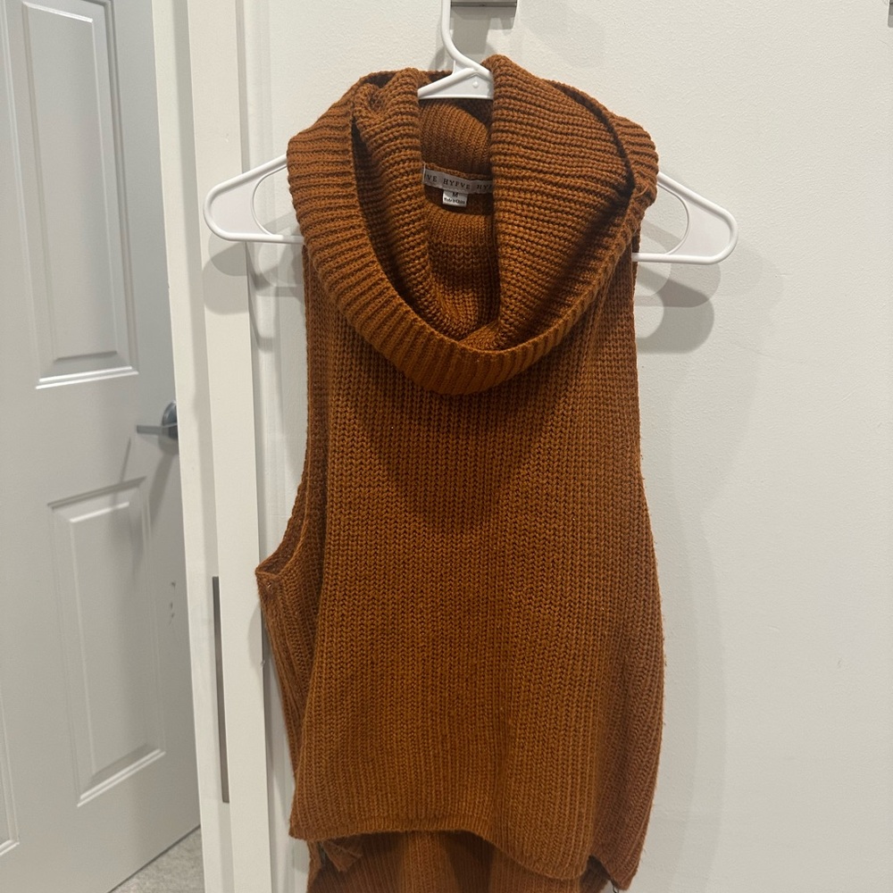 HYFVE Cowl Neck Sleeveless Sweater - Rich Brown